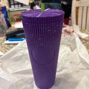 Starbucks Textured Purple Tumbler with Green Straw
